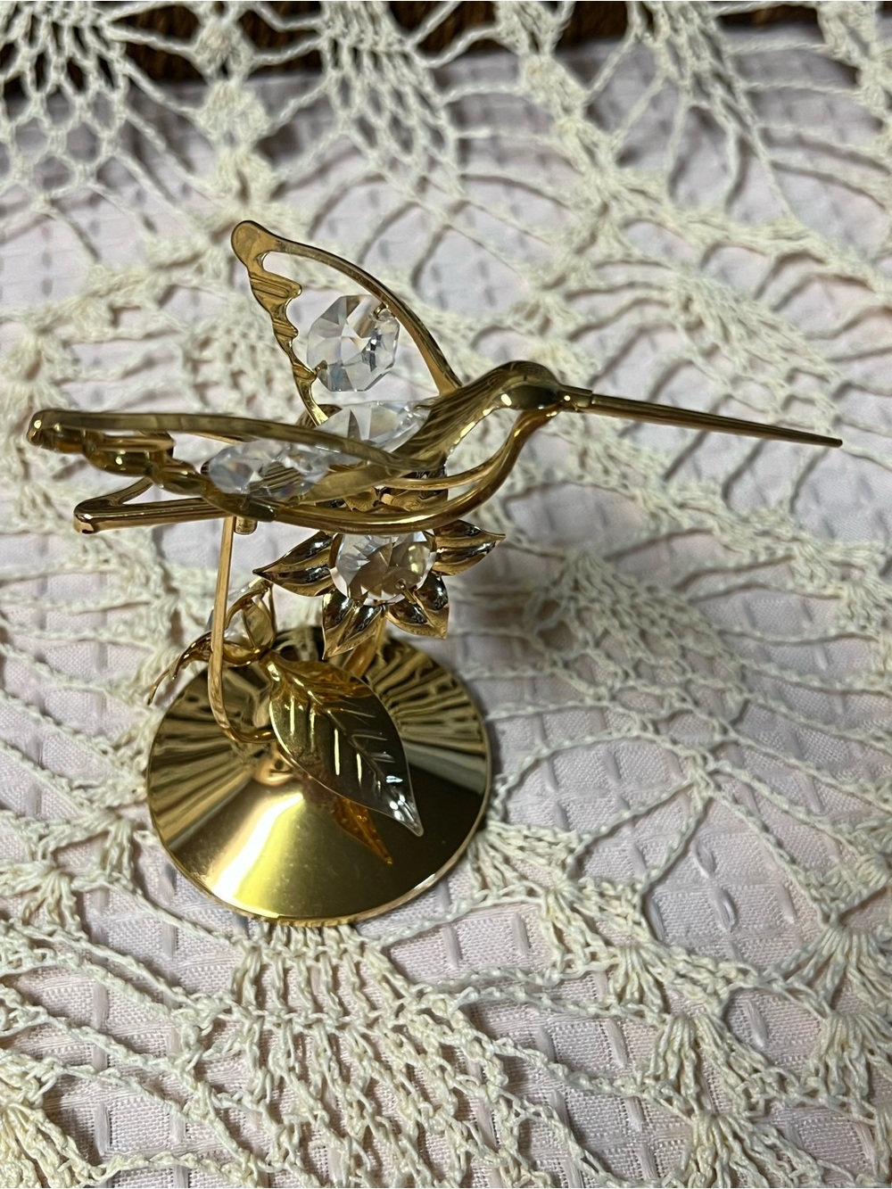 Vintage Mascot USA 24k Gold Plated Austrian Crystal Hummingbird Figurine